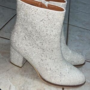 Sparkling White Ankle Boots